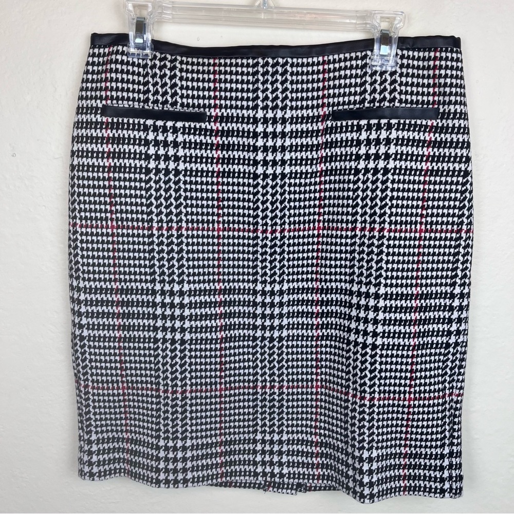 Classic houndstooth pattern knee-Length straight skirt-12P - Picture 12 of 12